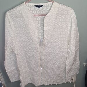 Lands' End Cream Eyelet Blouse